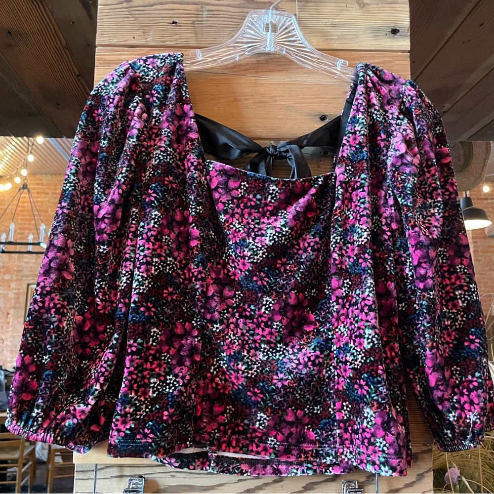 SO Floral Top with Black Tie Straps